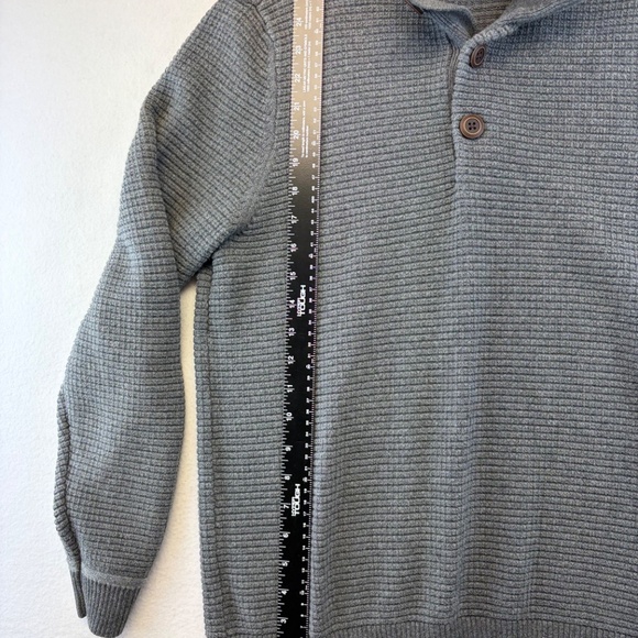 G.H. Bass & Co Gray Men’s Sweater 3 Button 1/4 Button Mock Neck Medium Cotton - Picture 6 of 11